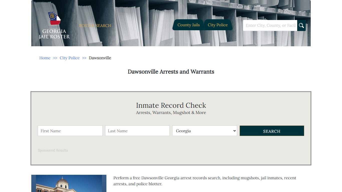 Dawsonville Arrests and Warrants | Georgia Jail Inmate Search